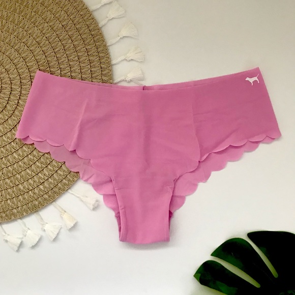 Victoria’s Secret PINK No Show Scallop Cheekster Panty Pink Large NEW - Picture 1 of 4
